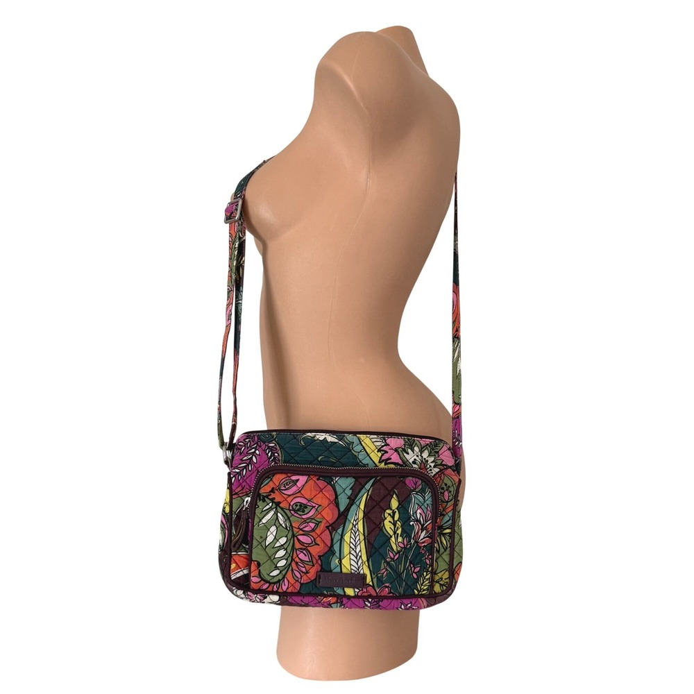 Vera Bradley Autumn Leaves Quilted Floral Paisley Crossbody Bag Plum Multicolor